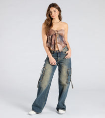 Bringing The Vibes Strapless Abstract Print Crop Top