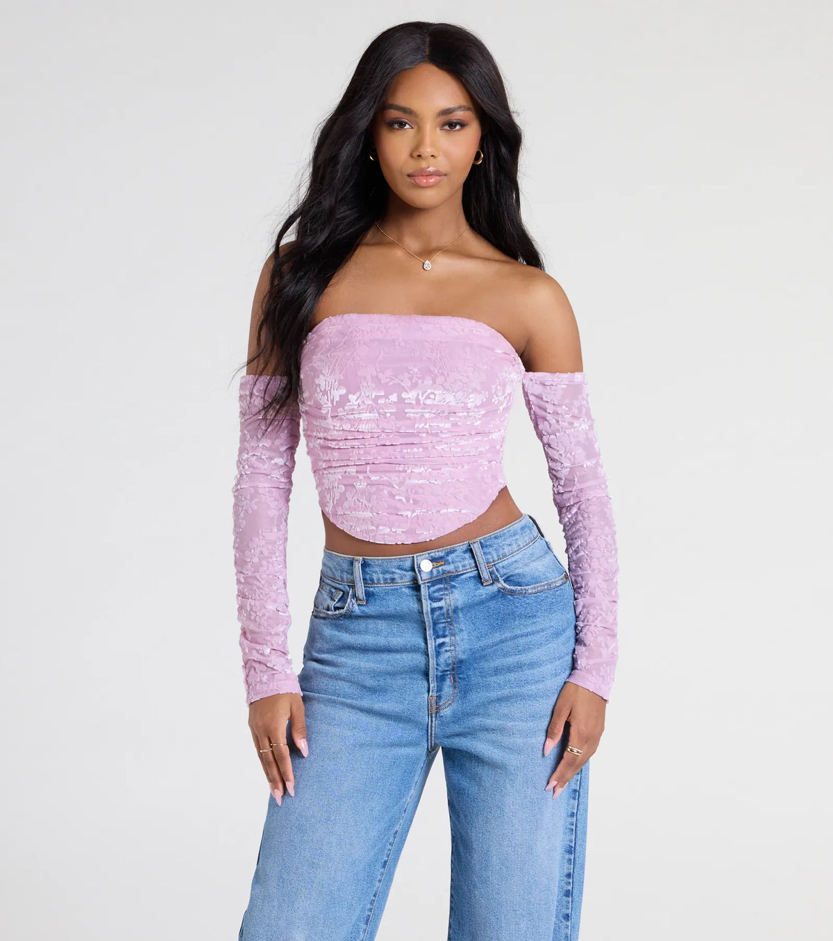Divine Energy Off-The-Shoulder Crop Top