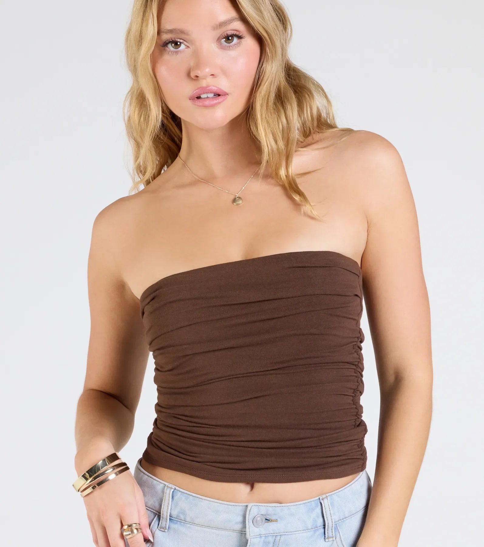 Cutest Vibe Ruched Knit Tube Top