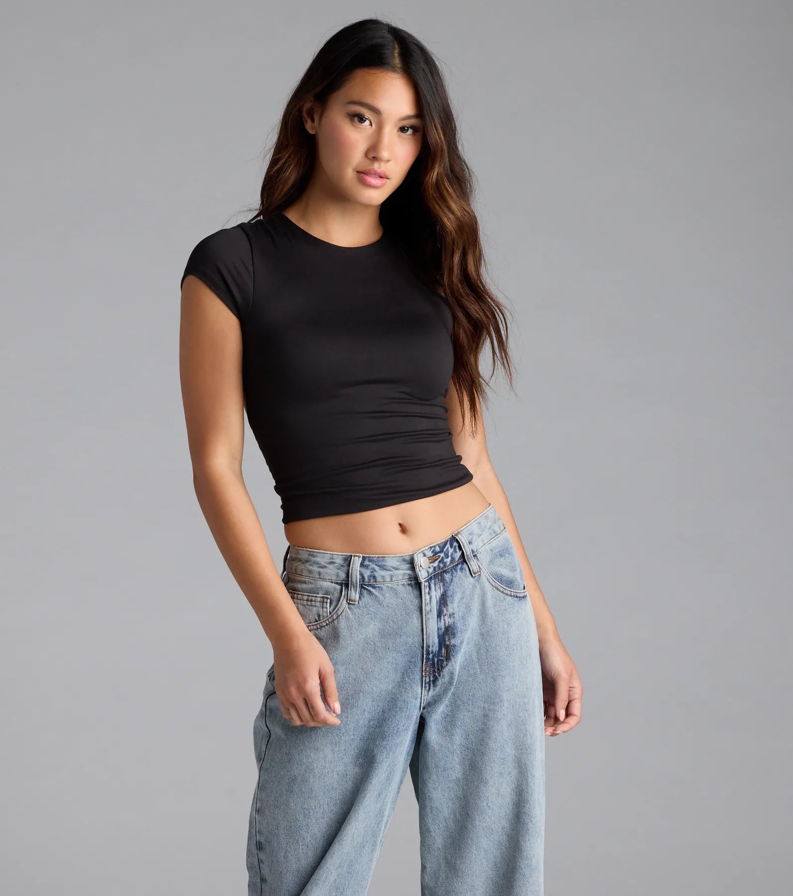 Baby Got Back Basic Crew Neck Crop Tee