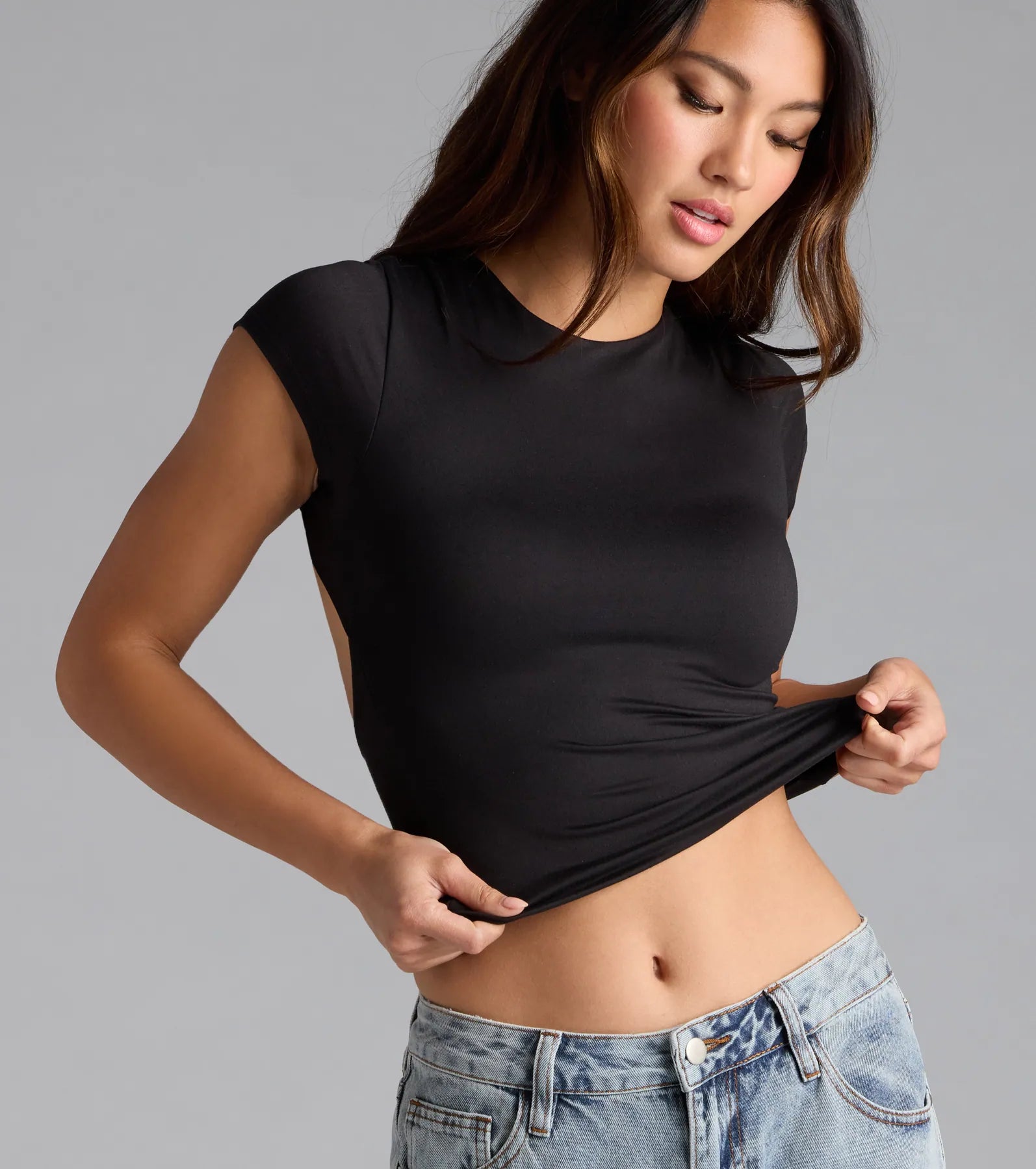Baby Got Back Basic Crew Neck Crop Tee