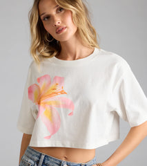Aloha Babe Flower Graphic Crop Tee