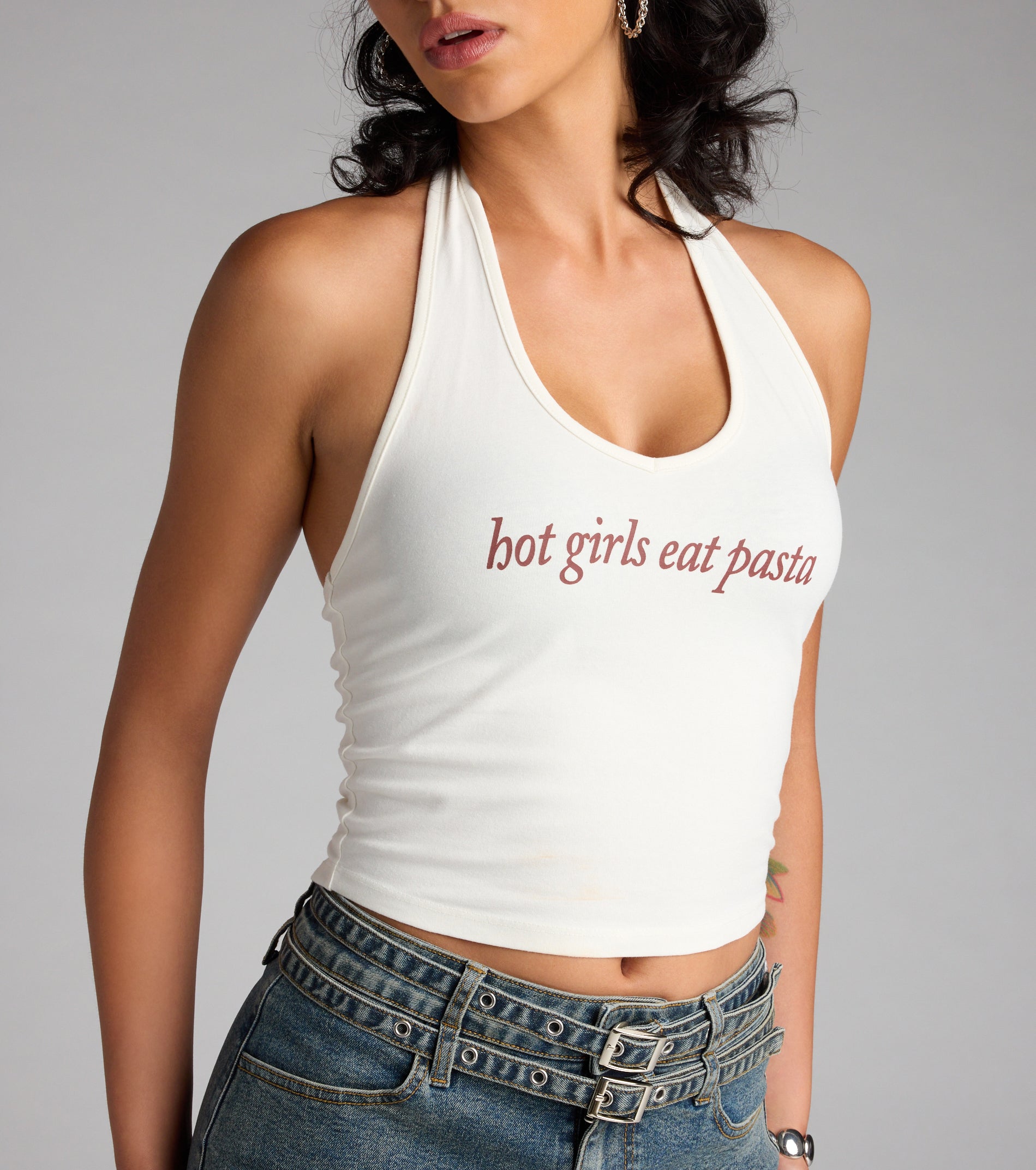 Hot Girls Eat Pasta Graphic Crop Top