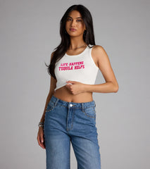 Tequila Made Me Do It Graphic Crop Top