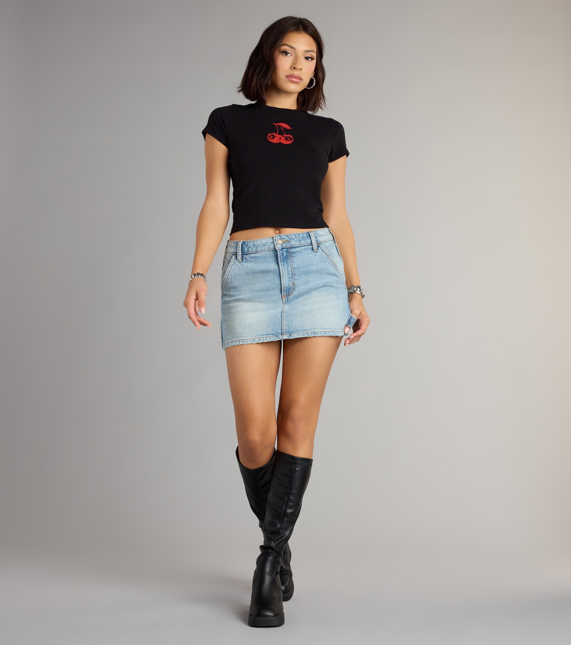 Lucky Strike Cherry Graphic Crop Tee