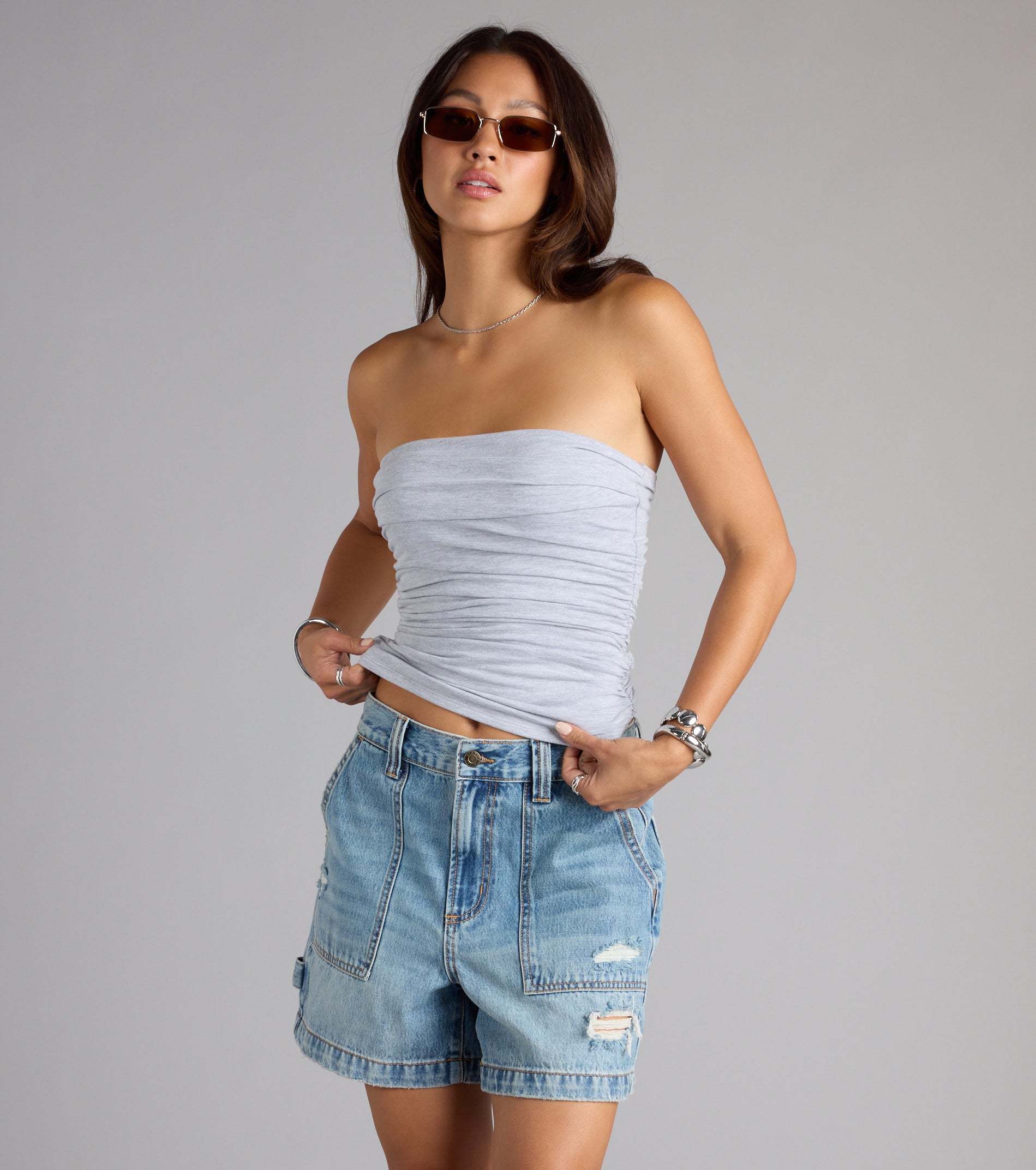 Cutest Vibe Ruched Knit Tube Top