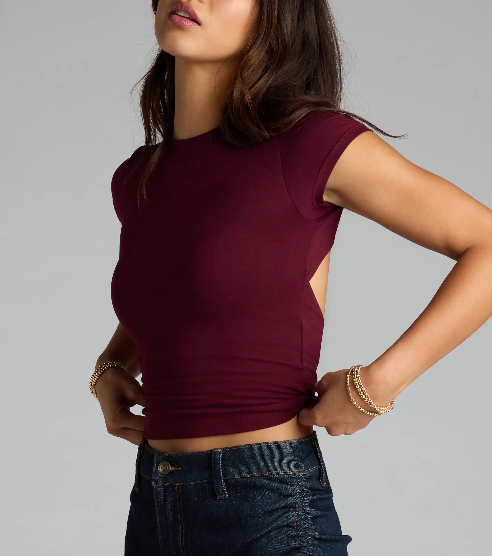 Baby Got Back Basic Crew Neck Crop Tee