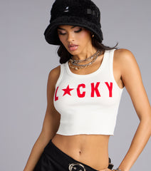 Lucky Star Graphic Crop Tank Top