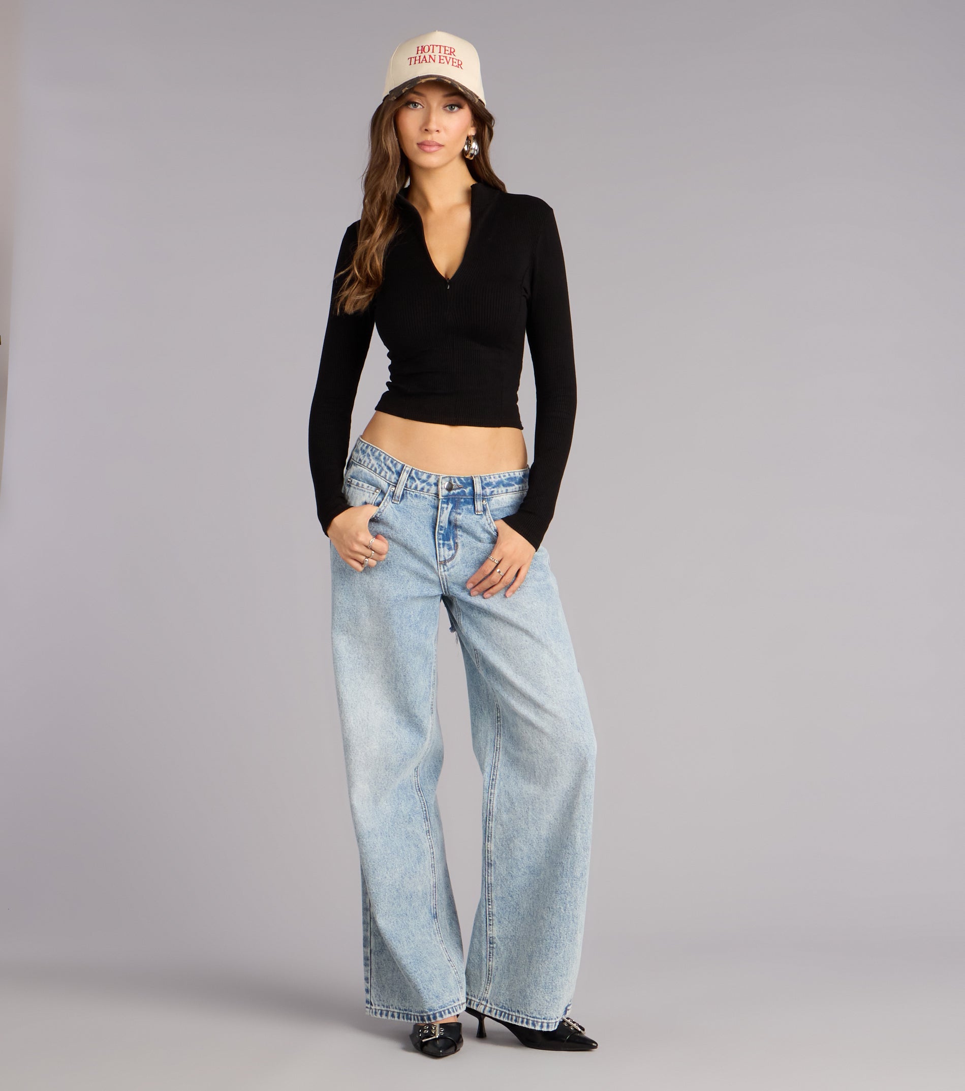 Ready To Move Mock Neck Zip Crop Top