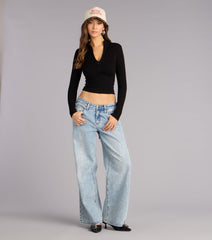 Ready To Move Mock Neck Zip Crop Top