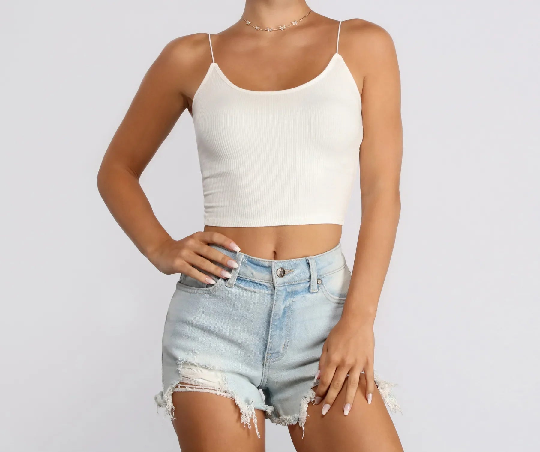 Basic Scoop Neck Ribbed Knit Tank Top