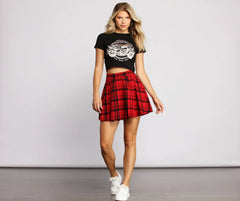 Edgy Chic Slashed Cropped Graphic Tee