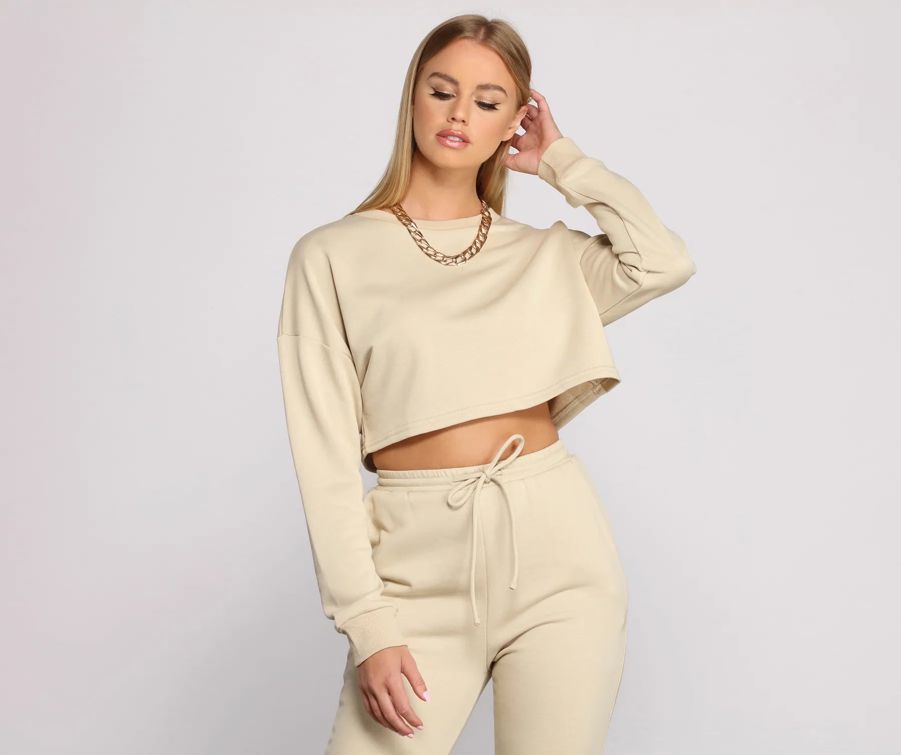 Cozy French Terry Knit Crop Top