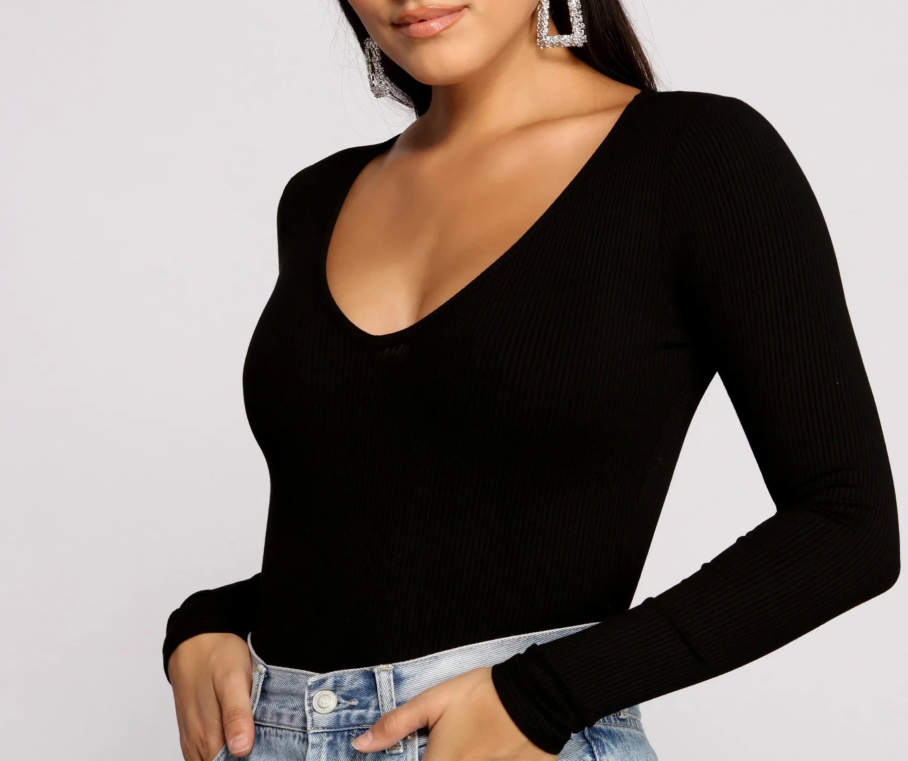 Basic Long Sleeve V-Neck Bodysuit