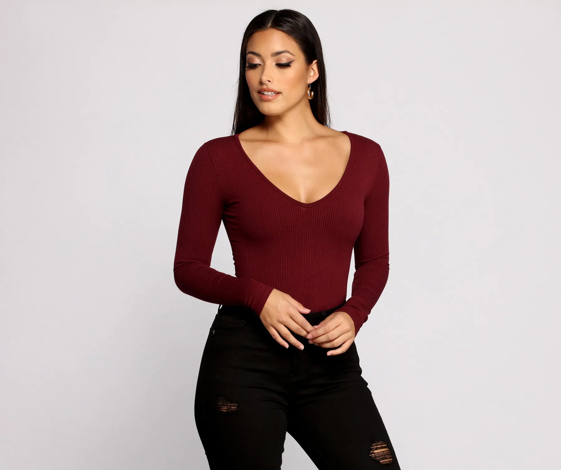 Basic Long Sleeve V-Neck Bodysuit