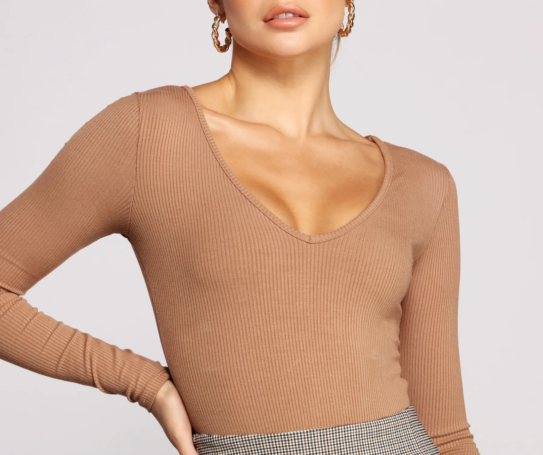 Basic Long Sleeve V-Neck Bodysuit
