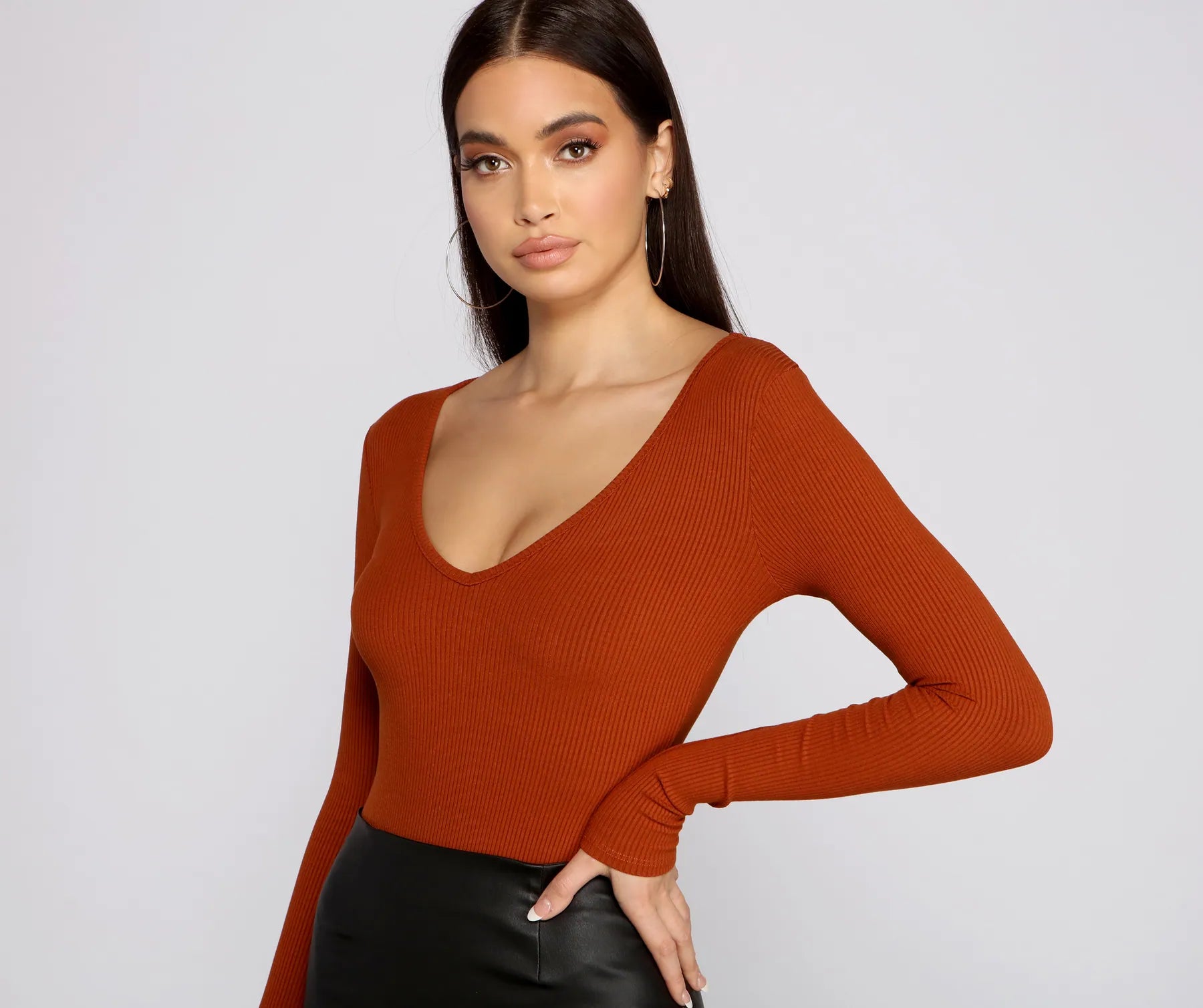 Basic Long Sleeve V-Neck Bodysuit