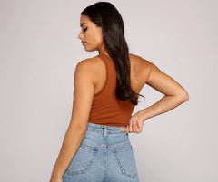 Stylish Basic One-Shoulder Bodysuit