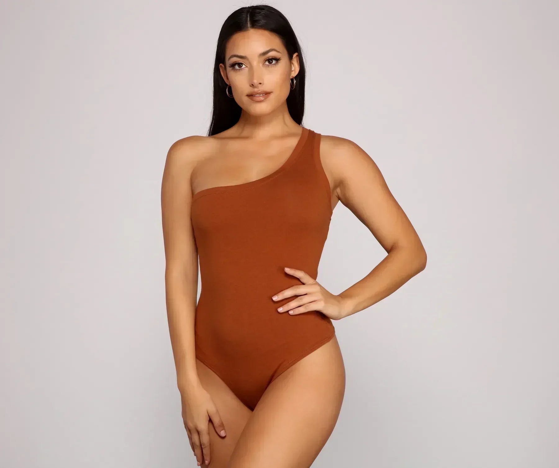 Stylish Basic One-Shoulder Bodysuit