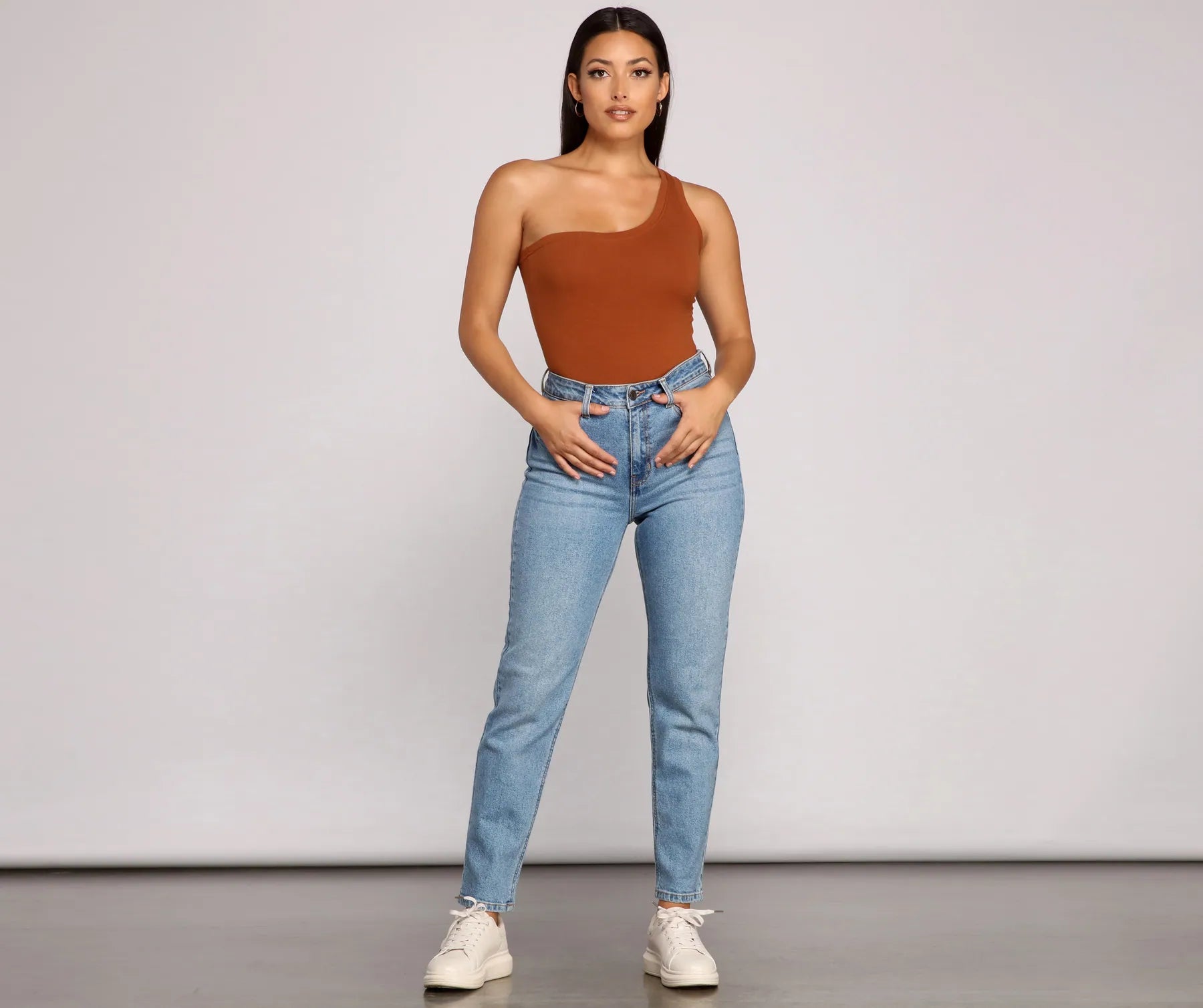 Stylish Basic One-Shoulder Bodysuit