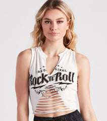 OGs Only Rock N Roll Graphic Sleeveless Crop Top