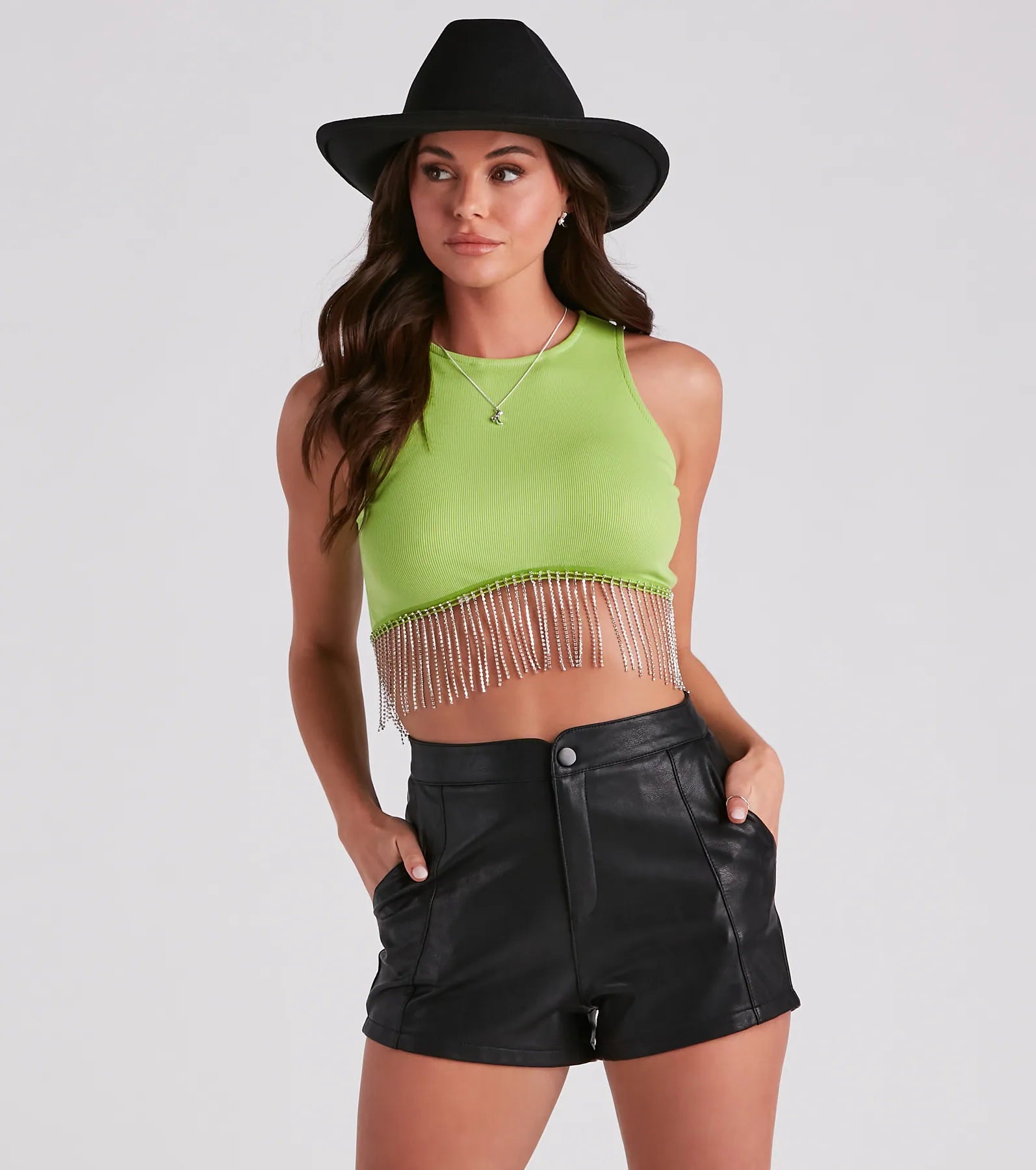 Fringe Benefits High Neck Crop Top