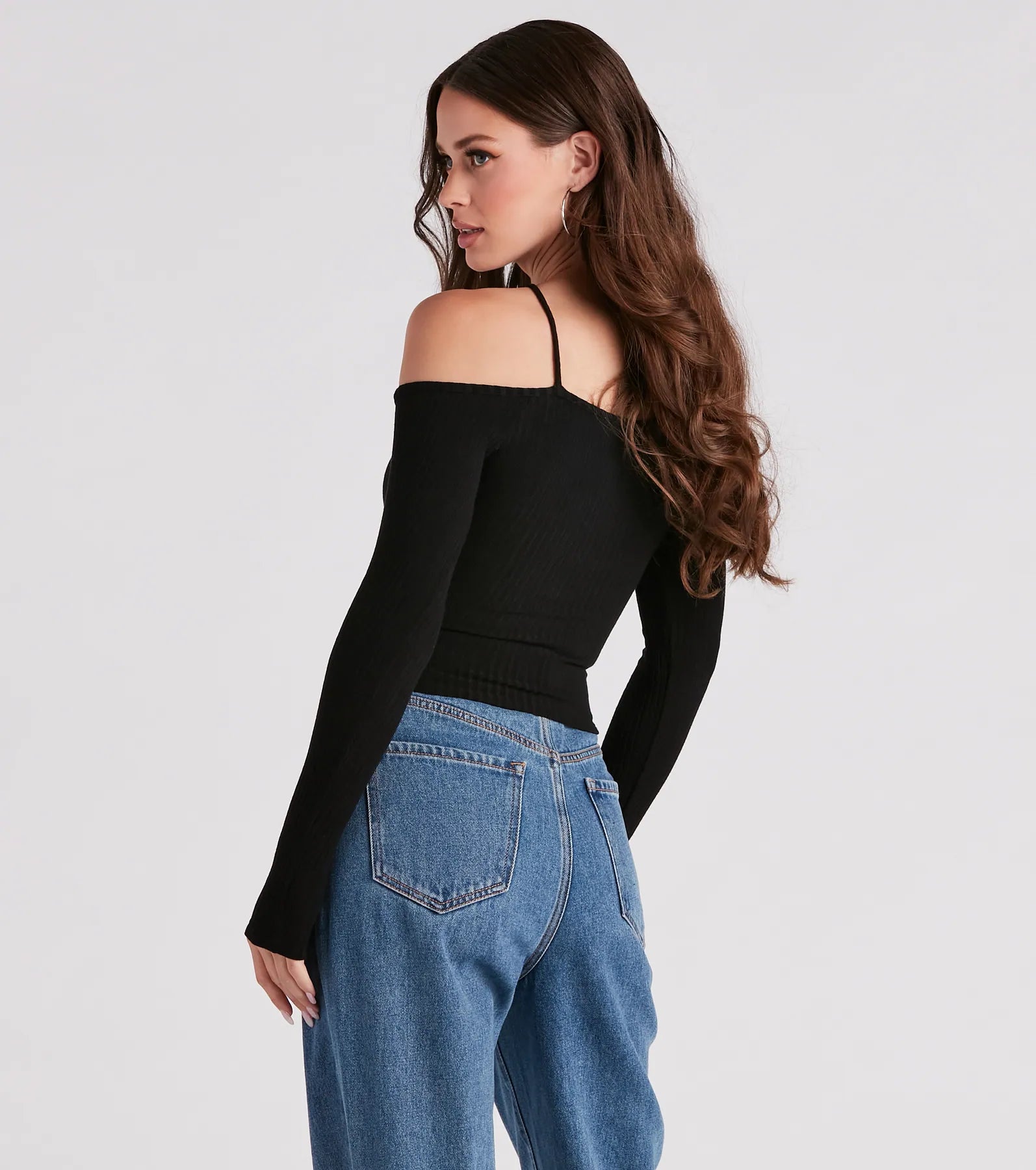 Gimme The Cold Shoulder Rib Knit Top