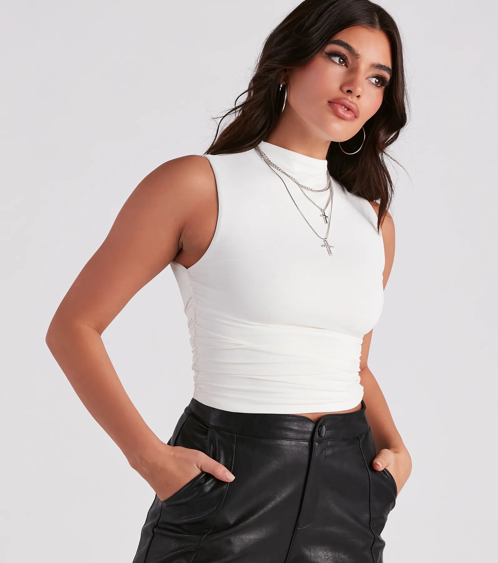 Smooth Silhouette Mock Neck Top