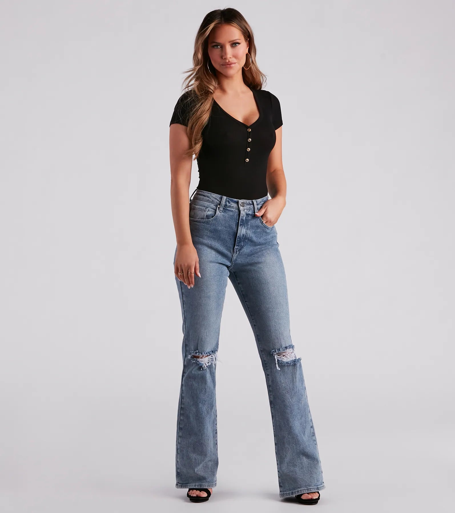 Casual Classic Button-Front Henley Bodysuit