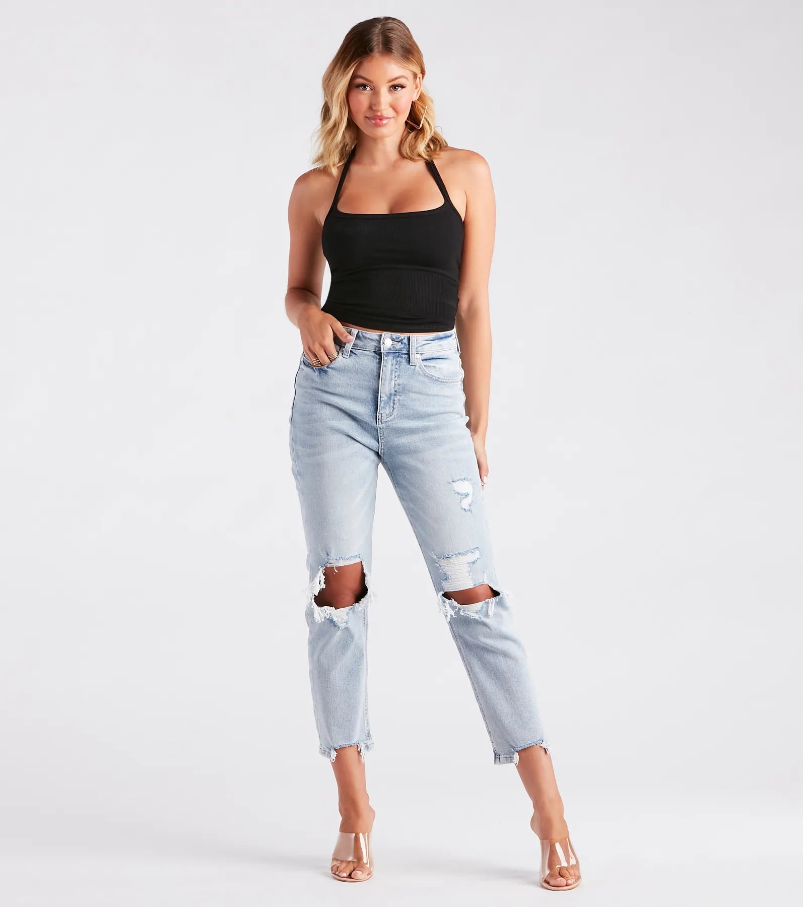 Back To Basics Halter Rib Knit Crop Top