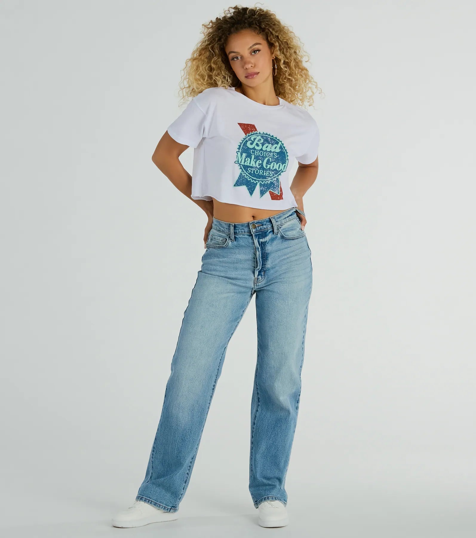 Bad Choices Make Good Stories Cropped Graphic Tee