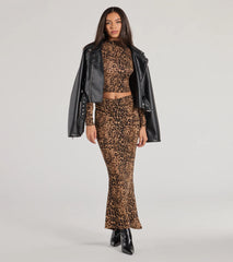 Bold Aura Leopard Print Knit Crop Top