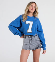 Sporty And Flirty Seven Graphic Crop Sweatshirt