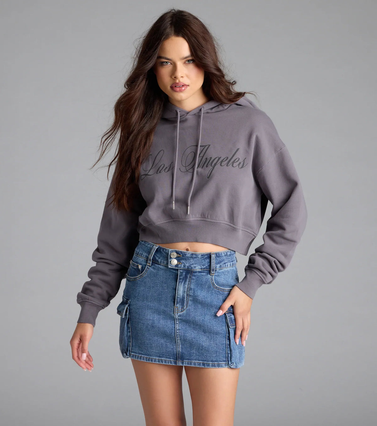 Los Angeles Oversized Crop Hoodie
