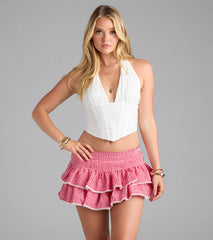 Femme Charm Halter Eyelet Corset Top