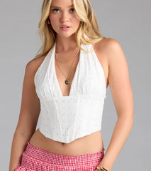 Femme Charm Halter Eyelet Corset Top