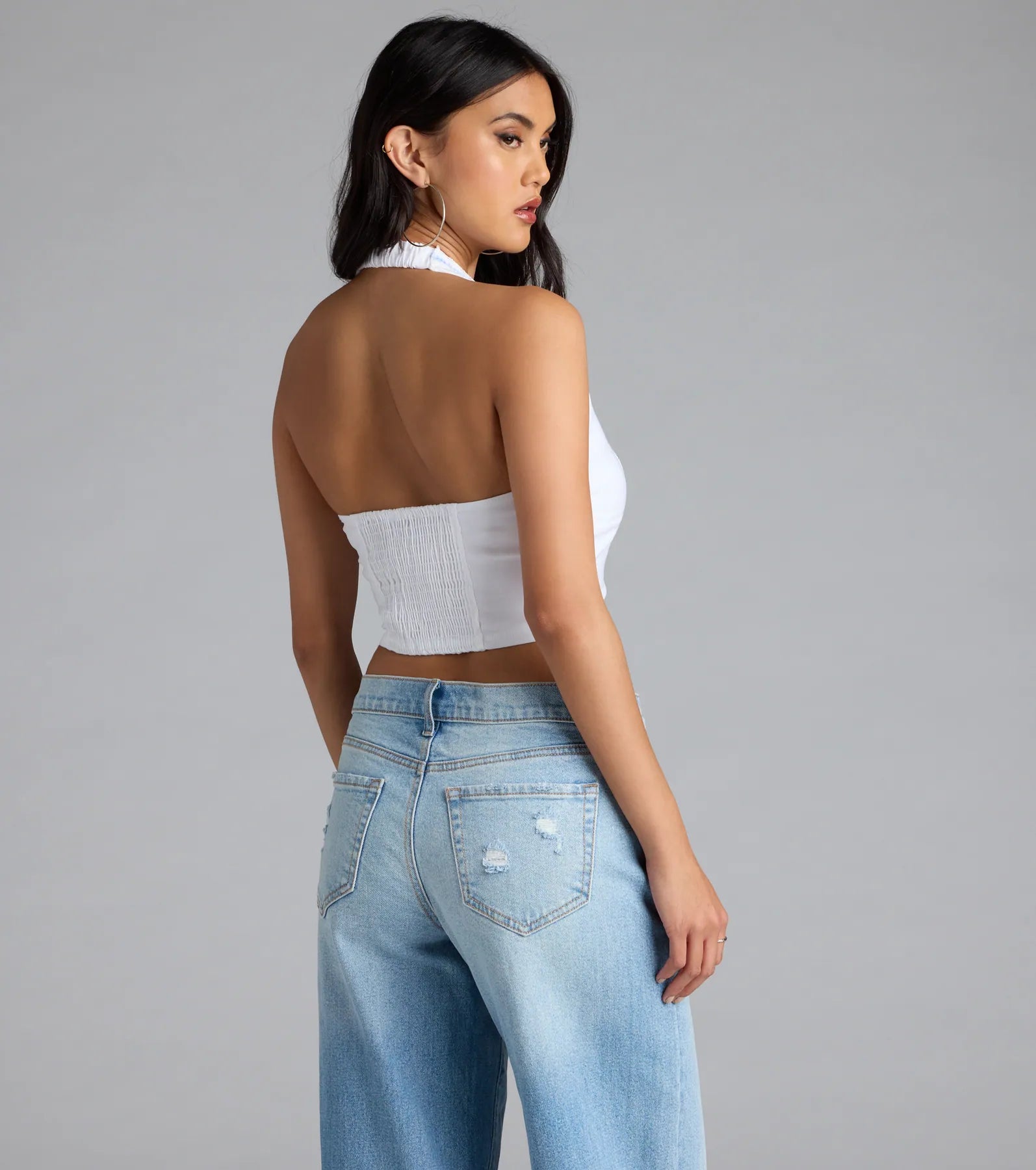 Undeniable Charm Gingham Ribbon Halter Crop Top