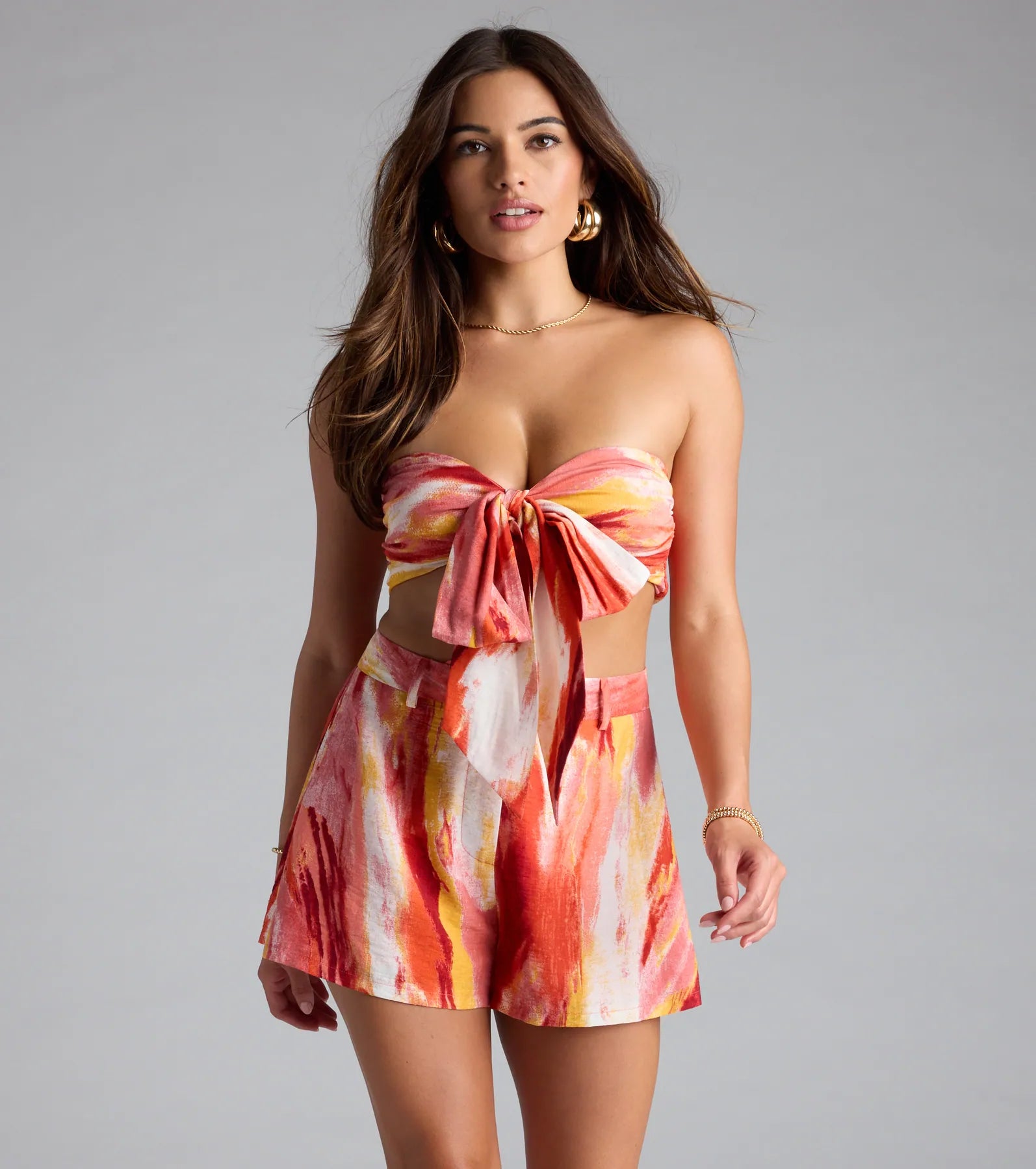 Summer Glow-Up Watercolor Woven Tube Top