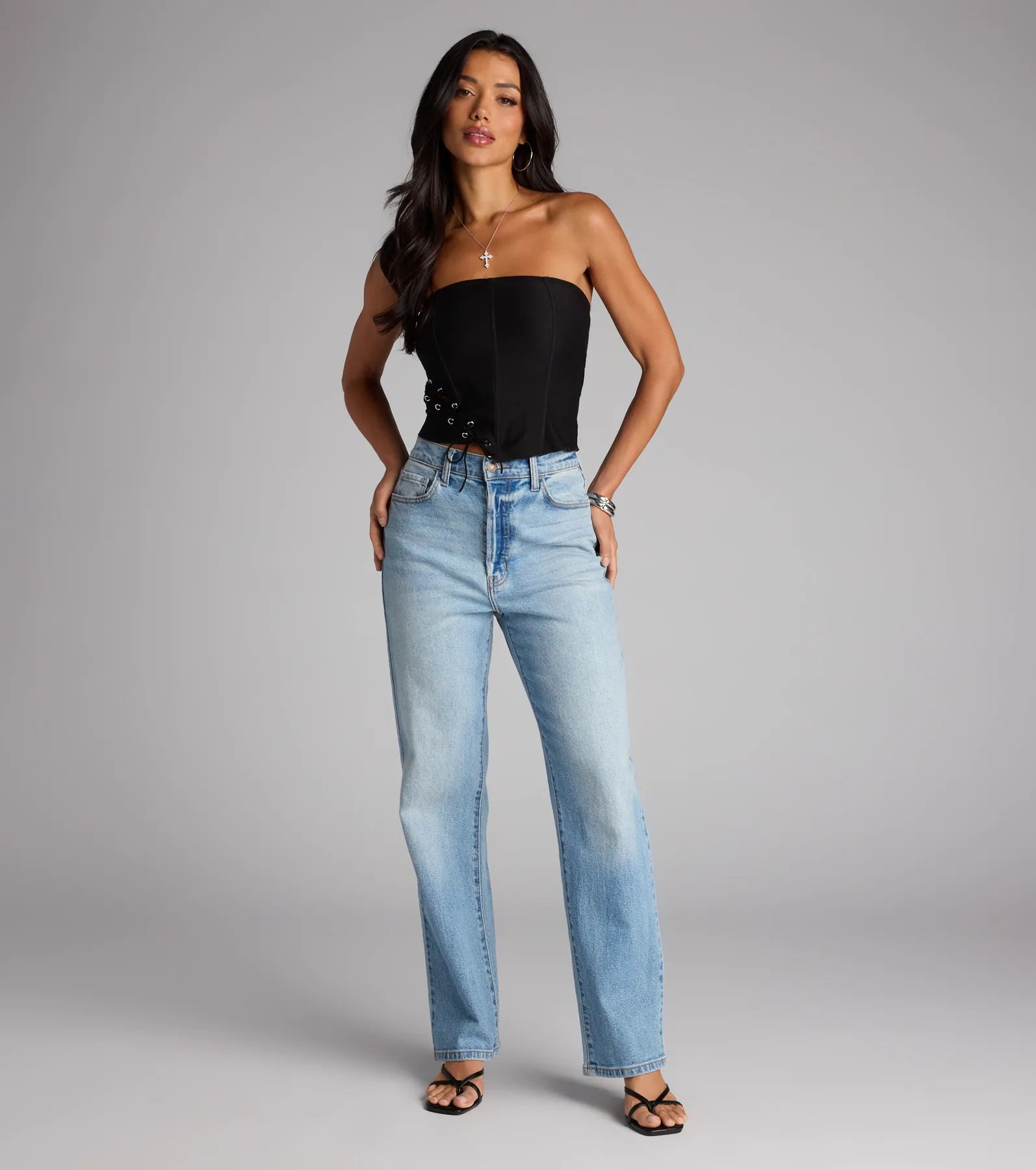 Tie It Up Strapless Lace Up Corset Top