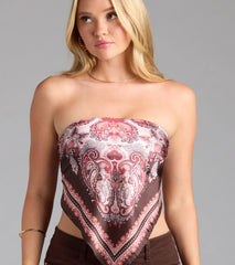 Go With The Flow Paisley Satin Scarf Top