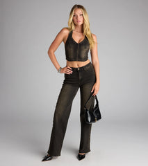 Studded And Snatched Denim Crop Top