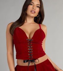 Little Red Lace-Up Corset Top