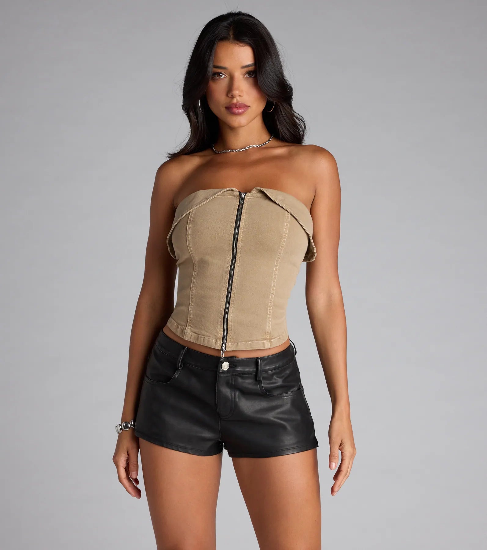 Zip It Up Foldover Tube Top