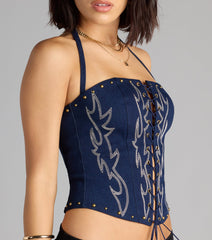 Wild West Energy Denim Corset Top