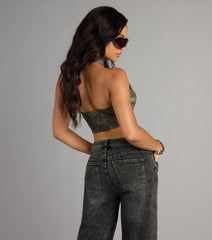 Street Rebel Mock Neck Belt Crop Top