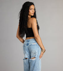 So Extra Satin Tube Crop Top