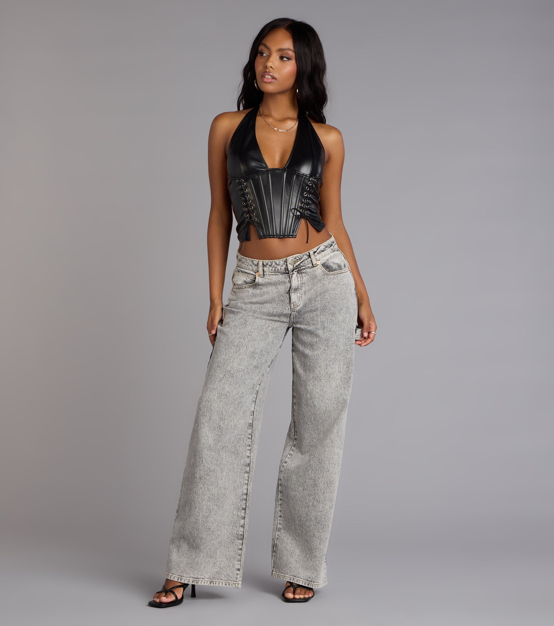 Chic Desires Faux Leather Corset Top