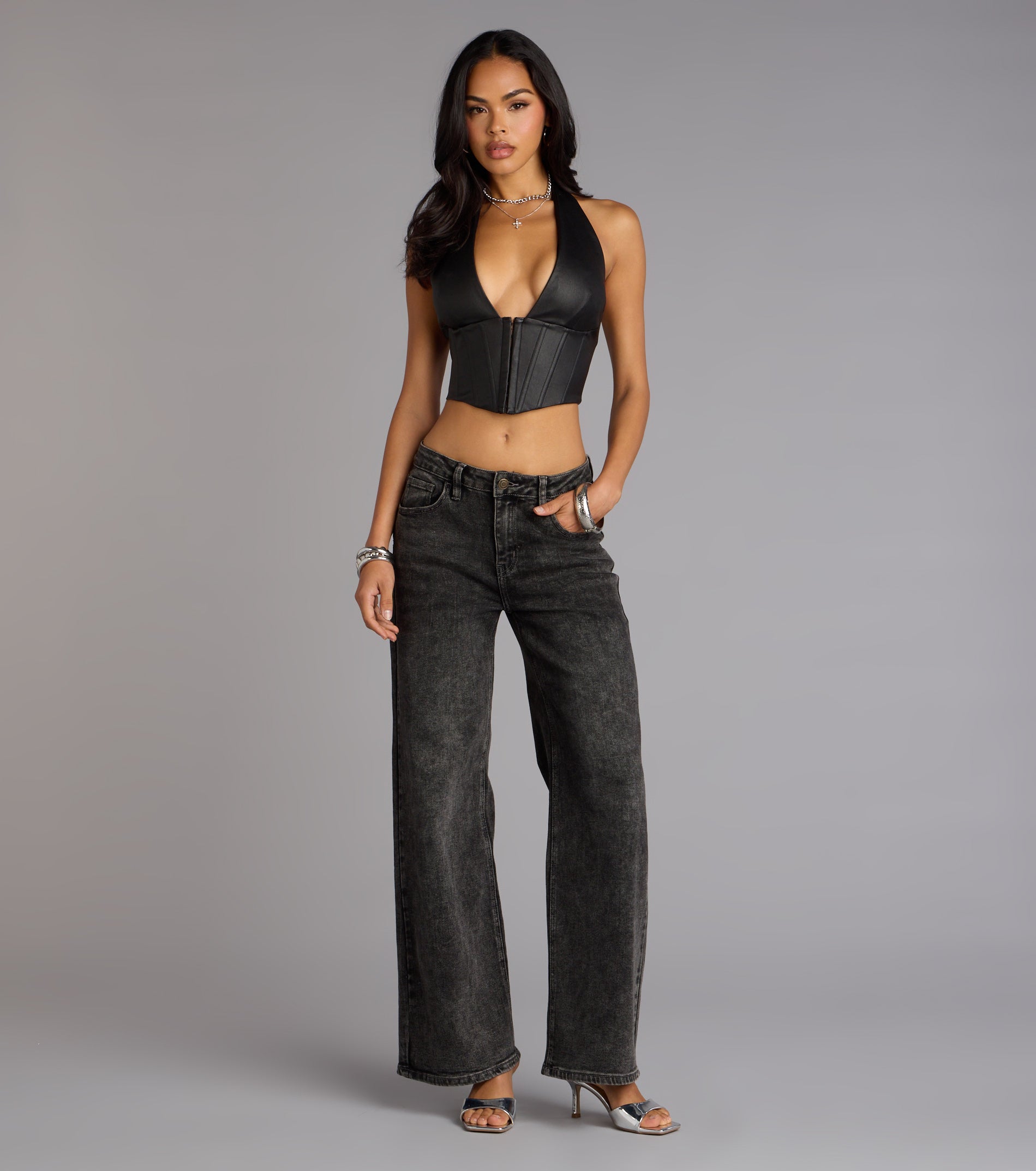 Daring Edge Lace-Up Corset Top