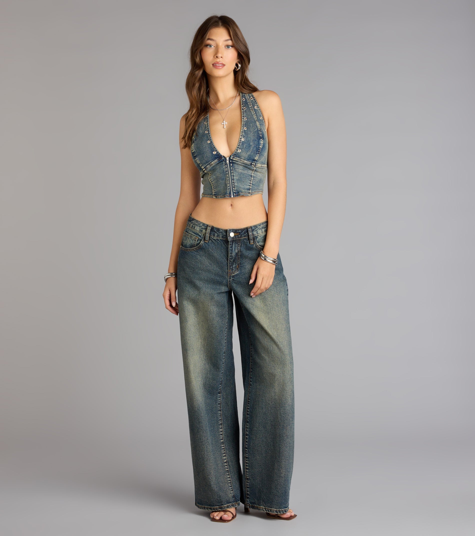 Front Row Fierce Denim Crop Top