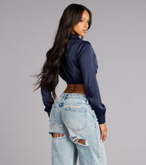 Glamour Hour Satin Crop Top